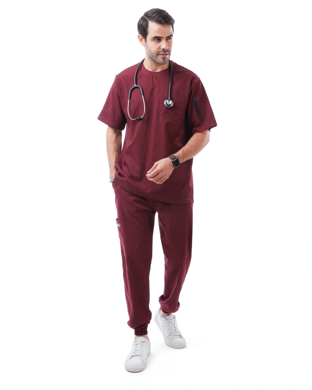 Round Sportive Scrub Burgundy