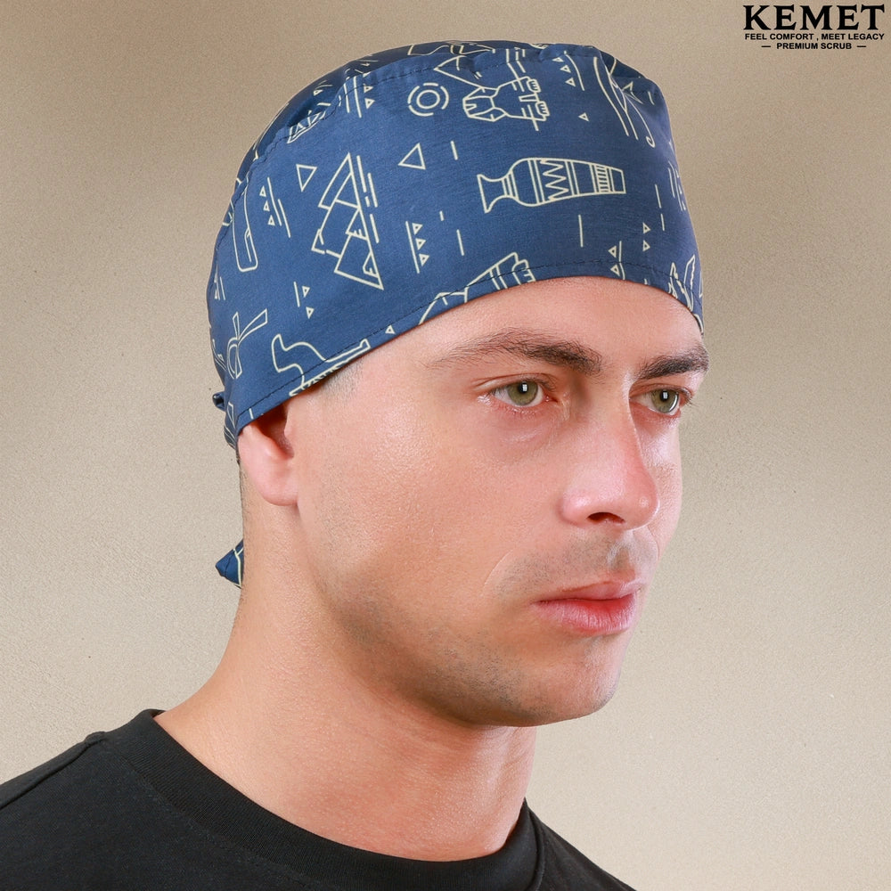 Printed Head Caps Navy Blue