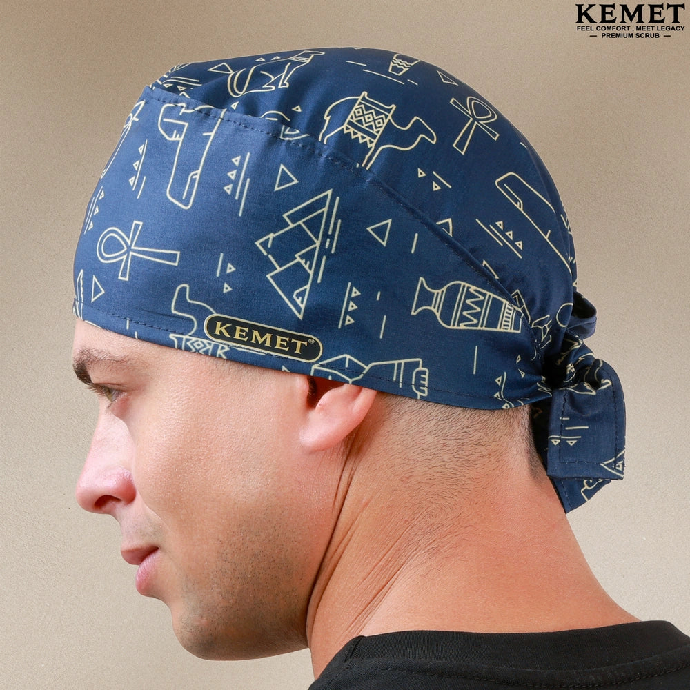 Printed Head Caps Navy Blue