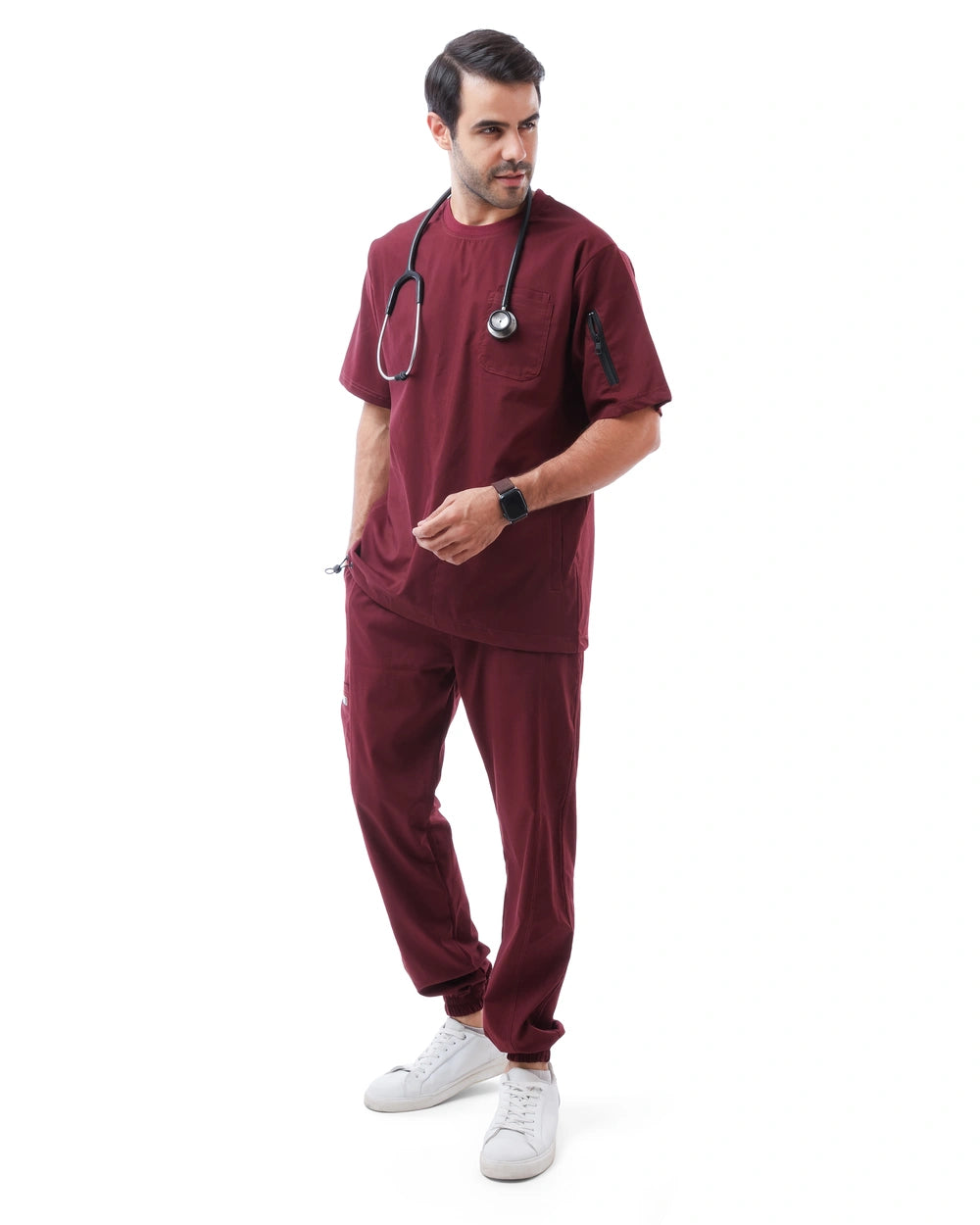 Round Sportive Scrub Burgundy
