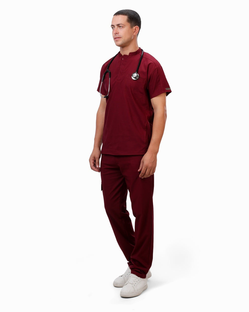Premium Unisex Half Coller Scrub Burgundy