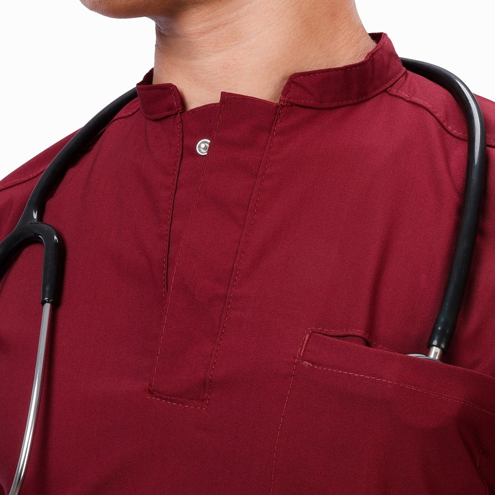 Premium Unisex Half Coller Scrub Burgundy
