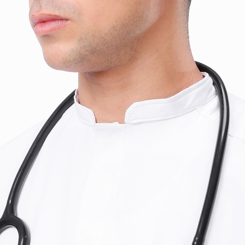 Premium Unisex Half Coller Scrub White