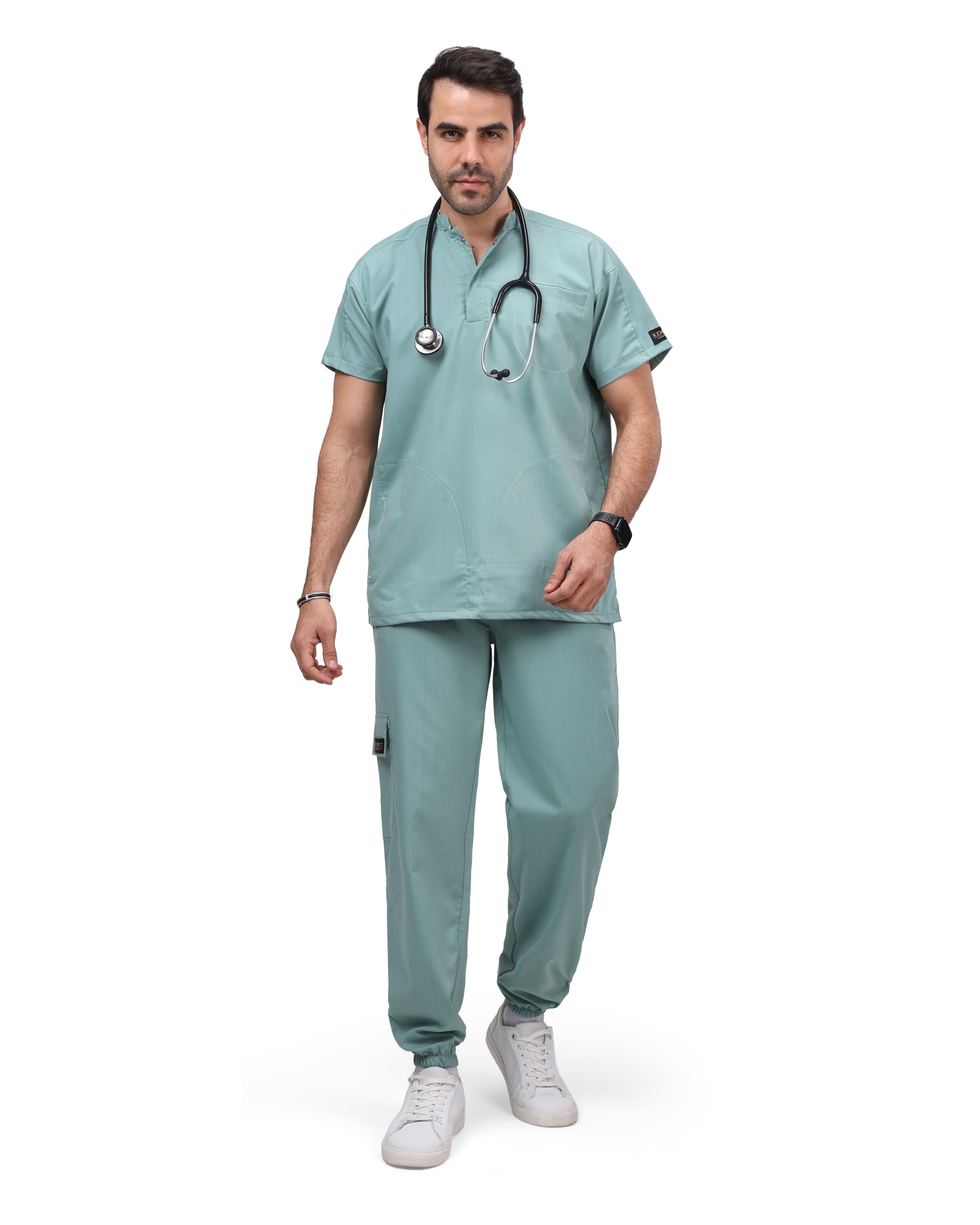 Premium Unisex Half Coller Scrub Mint Green