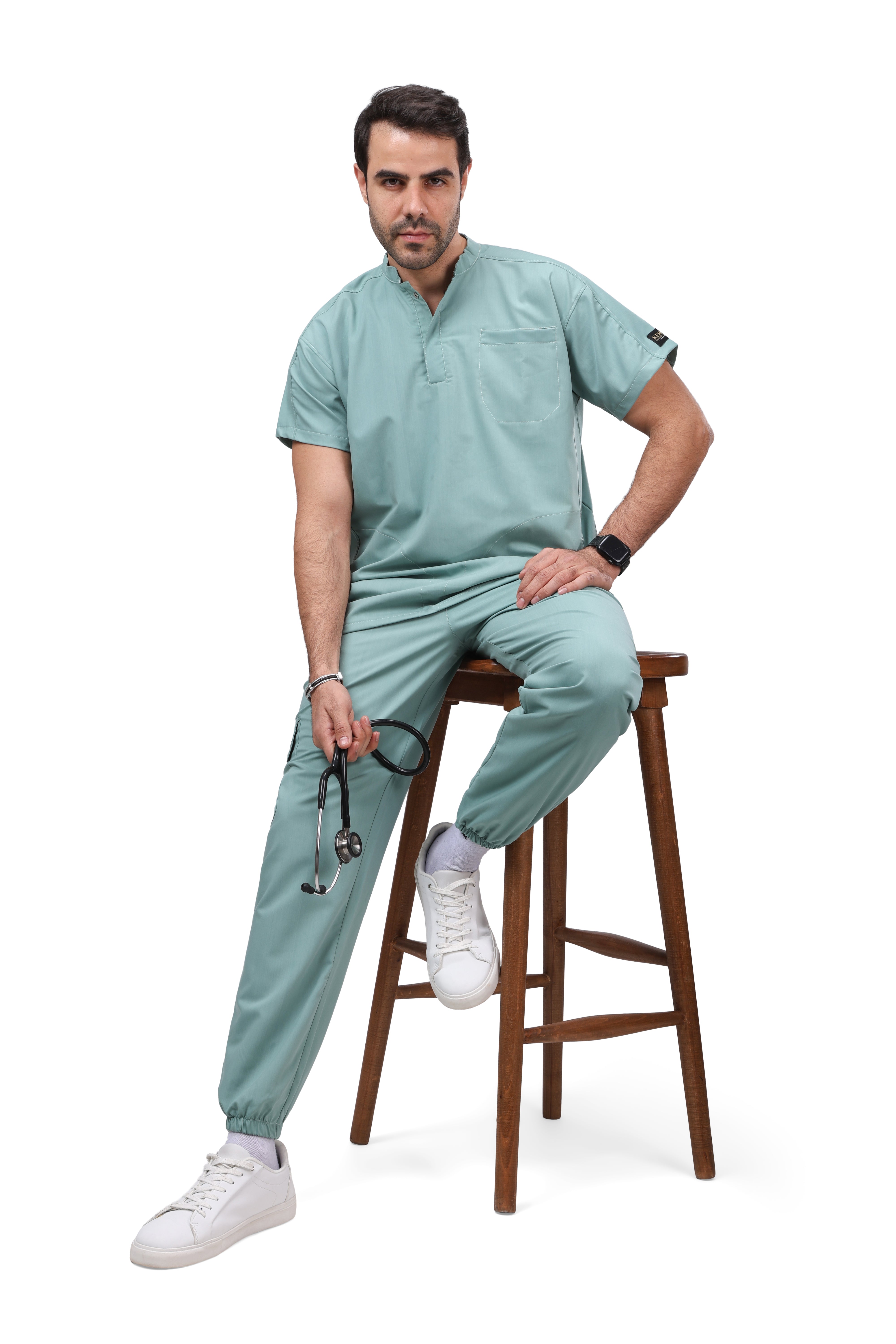 Premium Unisex Half Coller Scrub Mint Green