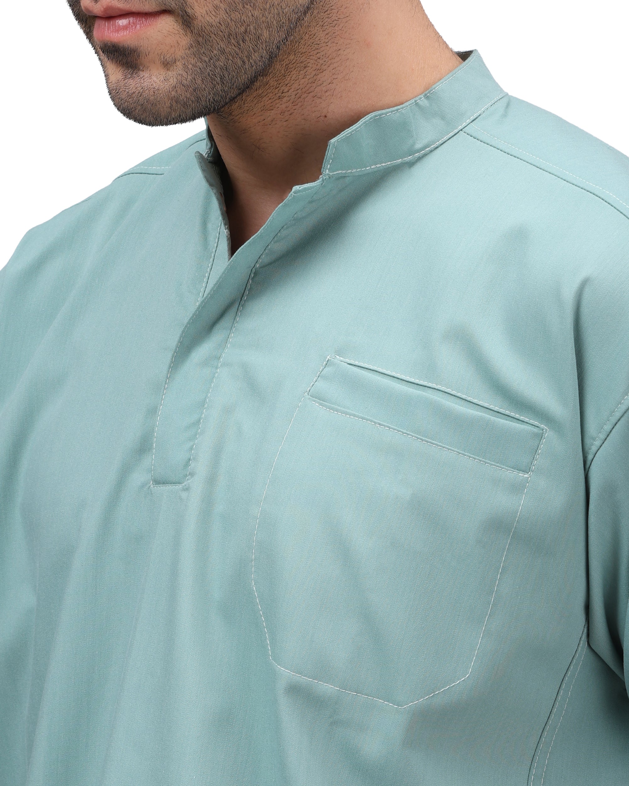 Premium Unisex Half Coller Scrub Mint Green