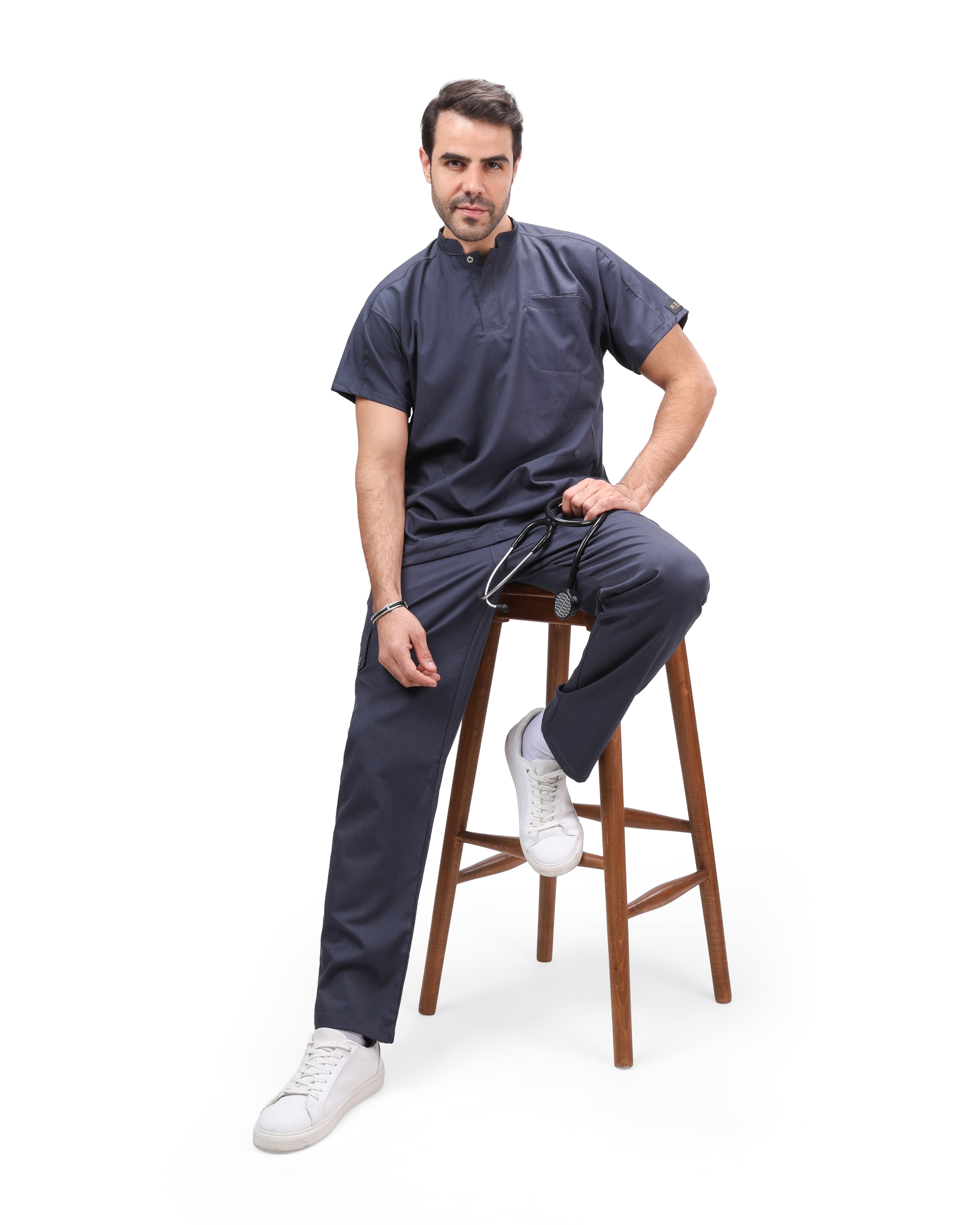 Premium Unisex Half Coller Scrub Grey