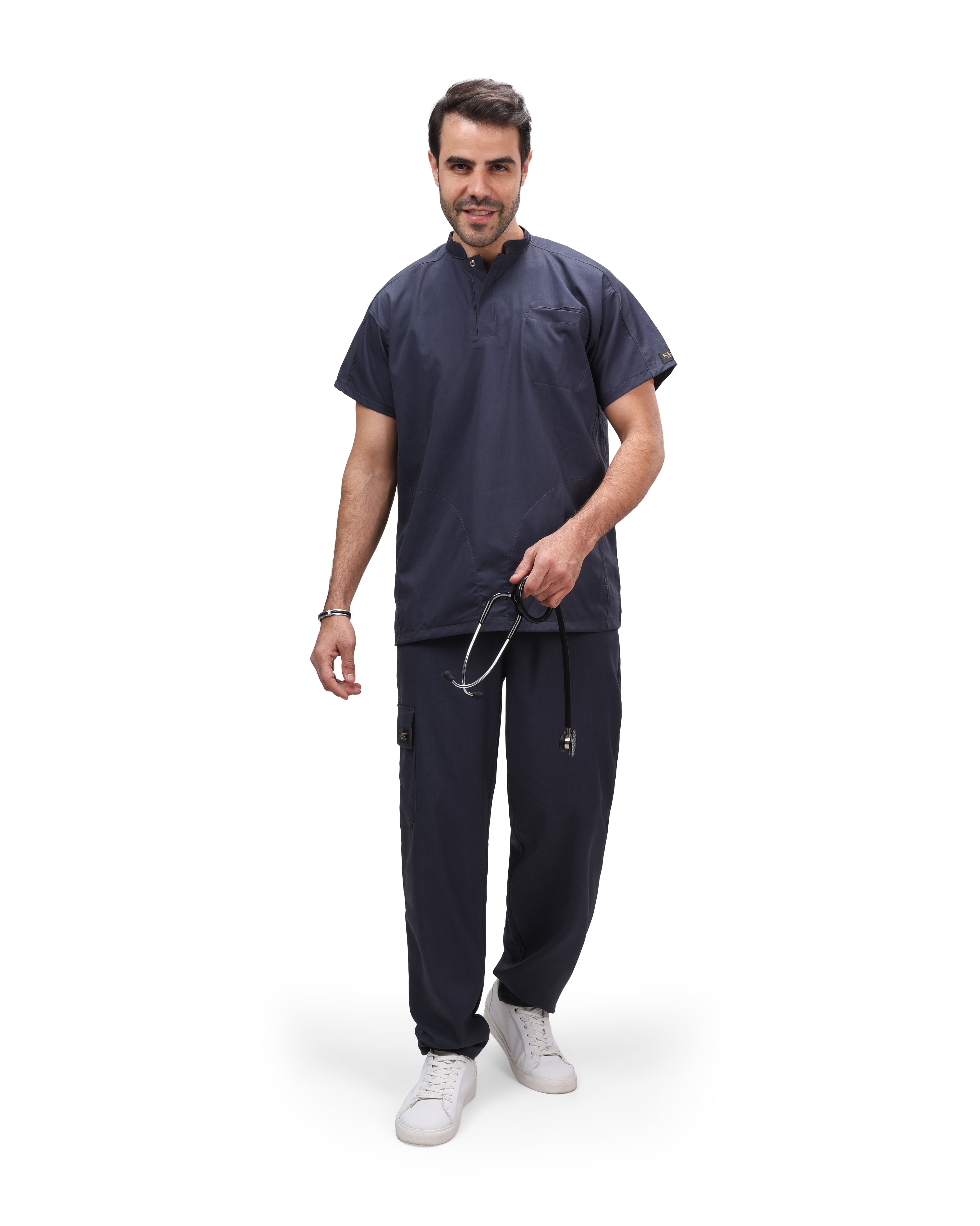 Premium Unisex Half Coller Scrub Grey