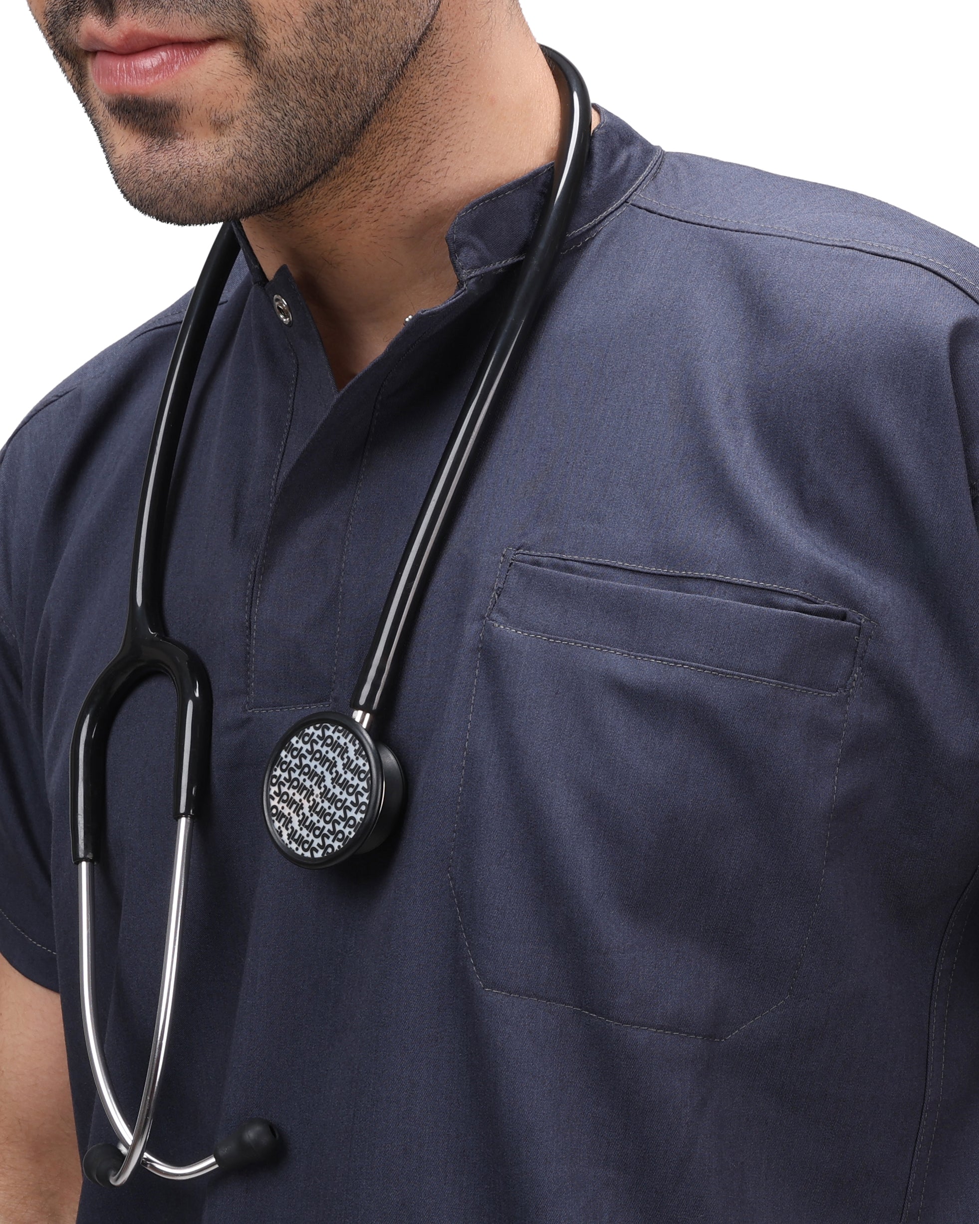 Premium Unisex Half Coller Scrub Grey