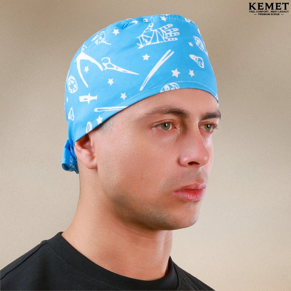 Printed Head Caps Sky Blue