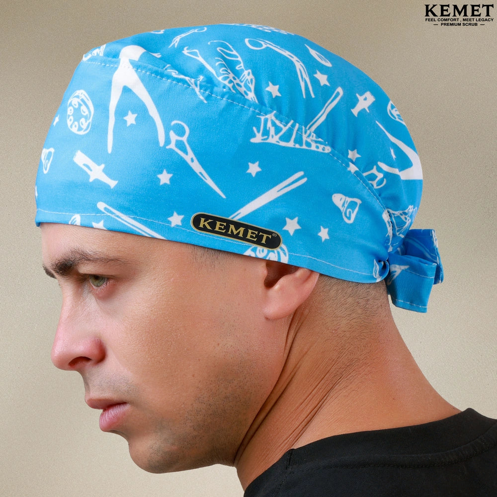 Printed Head Caps Sky Blue